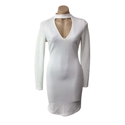 Dream House Womens Size 10 White Self Pattern V-neck Long Sleeve Dress (new)