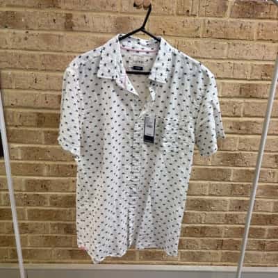 Mens tailored linen blend crab shirt size xl