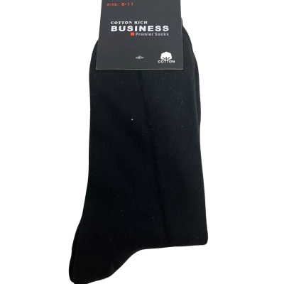 Cotton Rich Business Premier Socks Black Size 6-11