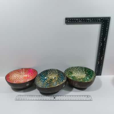 3x Coconut Shell Bowls 