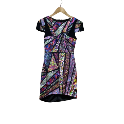 BNWT Seduce Womens Size 6 Mini Dress Black / Multicoloured RRP $200.00