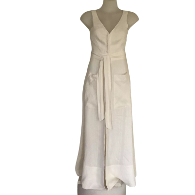 Country Road   Linen & Silk Blend Sleeveless  Button Front Maxi Dress.  Cream.  Size 6 