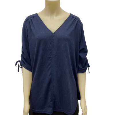 Autograph Womens  Size M 3/4 Sleeve Shirt Navy Blue 