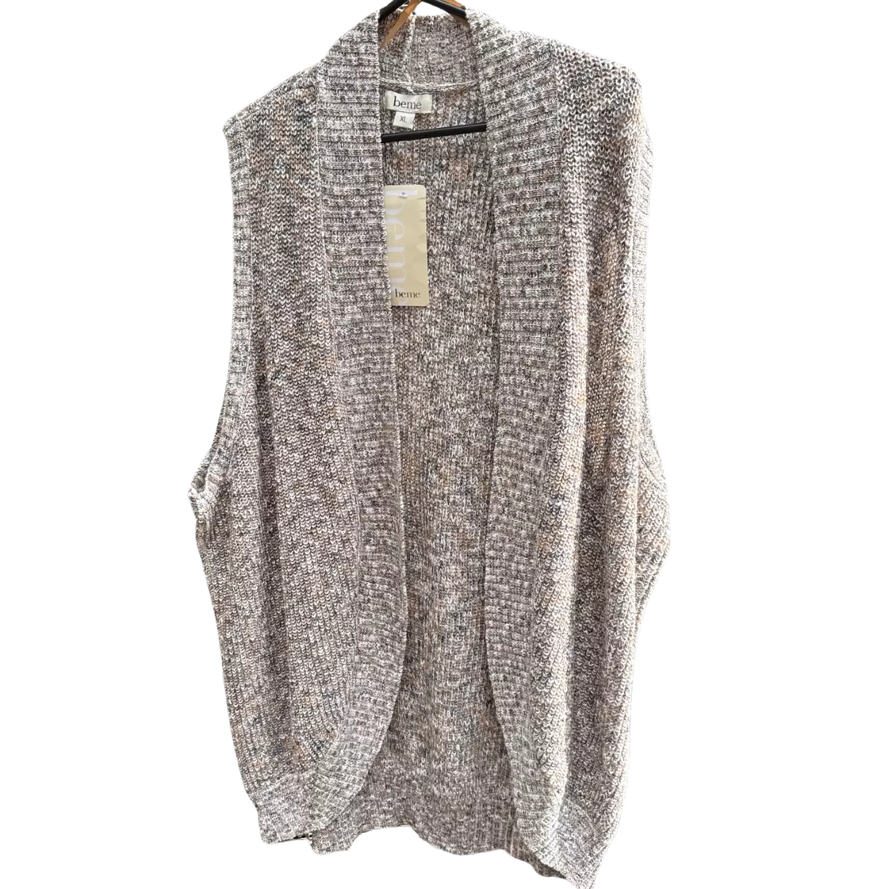 beme Womens Size XL sleeveless vest cardigan oatmeal (s) - New With ...