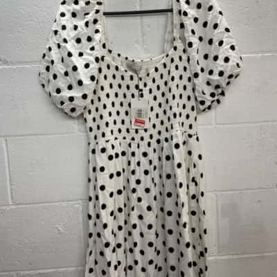 Faithfull The Brand Womens  Size 8 Black  / Polka Dot / White 