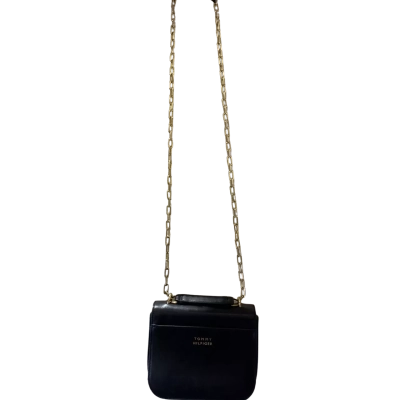 Tommy Hilfiger Womens smooth black faux-leather turnlock crossbody mini bag