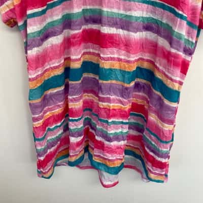 Virtuelle Watercolour Stripe Painterly Blooms Top Size 16 