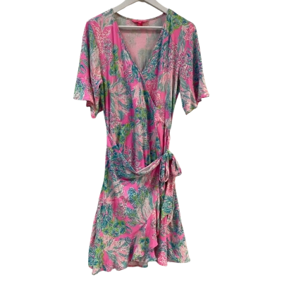 Lilly Pulitzer Womens Size L Midi Dress Blue / Pink  