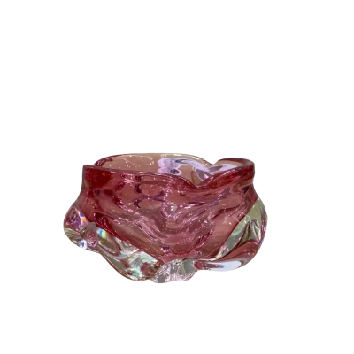 Vintage Pink Handmade Glass Bowl 