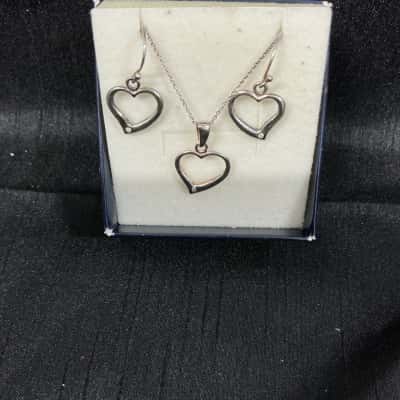 Silver Heart Necklace & Earring set