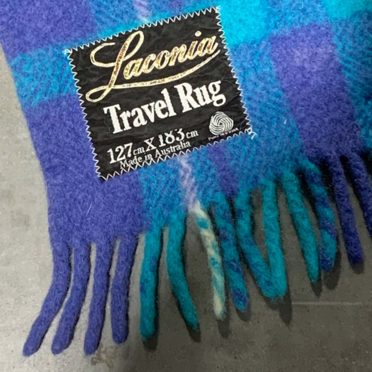 Traveling Rug Laconia Travel Rug 127 x 150 cm Pure New Wool Made in Australia Blue ...