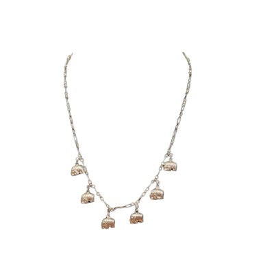 Multiple Elephant Necklace Silvertone