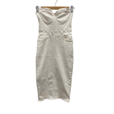 Bardot Women's Corset Style Denim Dress Size 6 Off White 