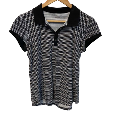 Calvin Klein Jeans Womens  Size M Polo Shirt Black  / Striped / White 