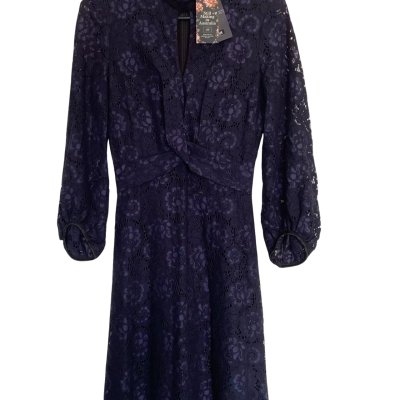 Cue Womens  Size 6 Cocktail Dress / Long Sleeve Dress Navy Blue 