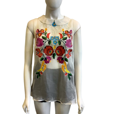 alice McCall Women's Size 10 Sleeveless Sheer Top Multicoloured  