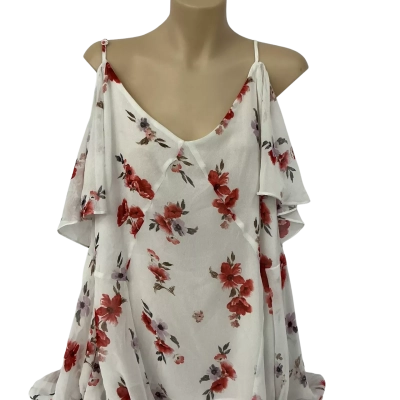 Womens City Chic Floral Cold-Shoulder Top (Pretty Girl Top) - Saffron - Size M 