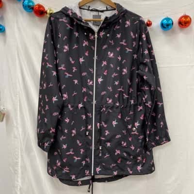 Primark Womens  Size L Parka Black  / Blue / Pink  