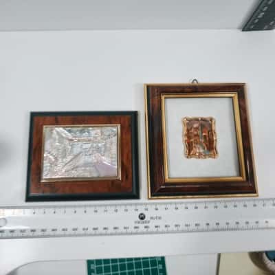 2x Mini Religious Artworks Silver-Plated Relief Artworks 