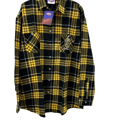 BRAND NEW AFL RICHMOND FLANNEL SHIRT. SIZE 3XL