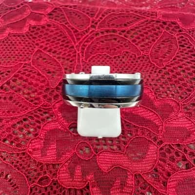 Chisel Brushmetal Blue, Black & Stainless Steel Ring size 64/V
