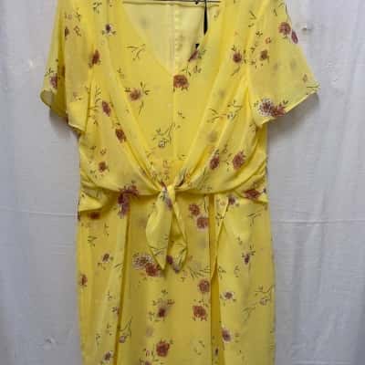  Womens  Yellow Floral Dress