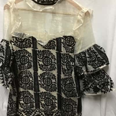 Elliatt Womens Long Sleeve Dress Size XL Black/ Cream 