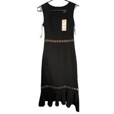 Lipsy Women's Size 6 Black Dress With Gold Eyelets
