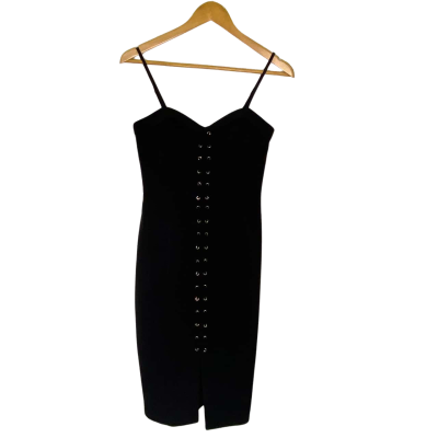 Forever New Womens  Size 8 Shoestring Strap Dress Black  / Silver 