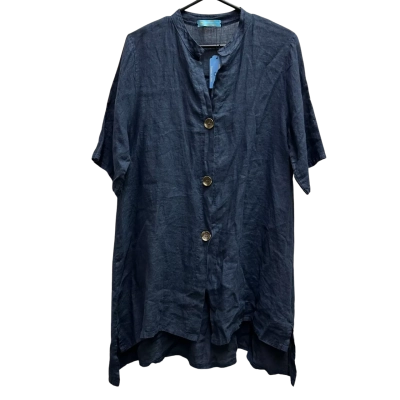 New With Tags ISOLA BELLA Size M 100% Linen Oversized Linen Shirt Coverall in Dark Navy Blue RRP: $129 