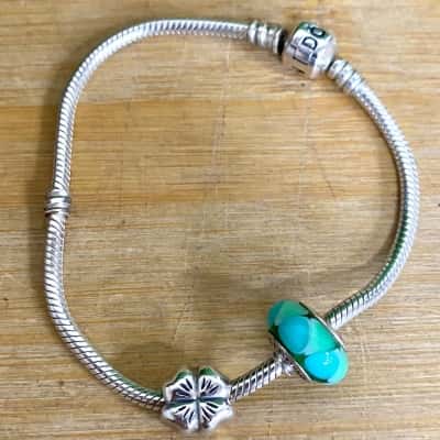 Pandora Sterling Silver Clover Charm Bracelet (Stamped 925)
