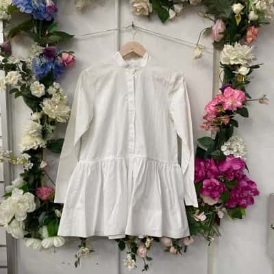  Womens  Size 8 Long Sleeve Shirt White 