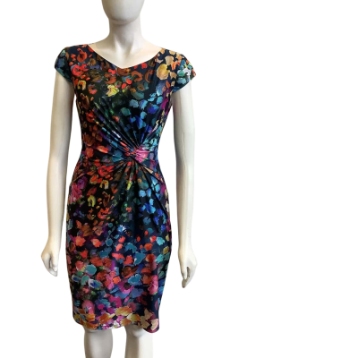 Anthea Crawford Women's Size 10 Short Sleeved Midi Dress Multicoloured Pattern 