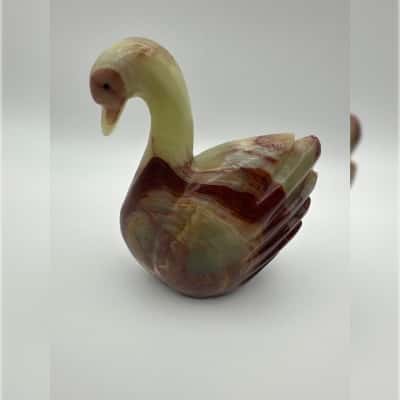 Beautiful Onyx Carved Stone Swan
