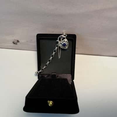 925 Belcher Chain With Filigree Heart Padlock Bracelet 
