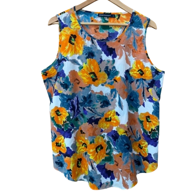 Sportscraft Colourful Floral Patterned Sleeveless Top Size 16