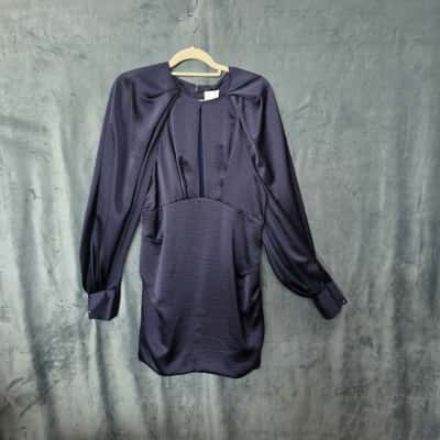 Acler Womens Size 14 Long Sleeve Dress Navy Blue 