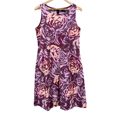 Polly Pratt Pink Rose Patterned Dress Size 14