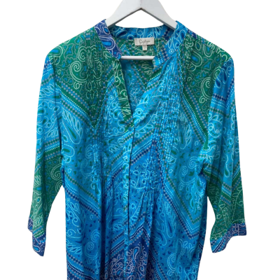 Capture Womens  Size 18 Long Sleeve Shirt Blue / Green / White 