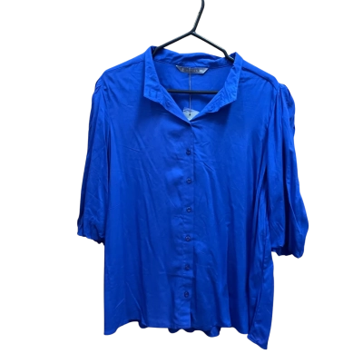 Katies Womens  Size 20 Button Up Top Blue 
