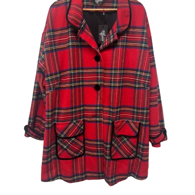 Hell Bunny Womens  Size XXXXL Winter Coat Gingham / Green / Red / White / Yellow 
