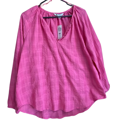 Womens Pink textured 3/4 sleeve blouse Size 16