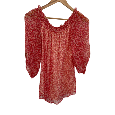 Paddo to Palmy Womens  Size 0 / M / S 3/4 Sleeve Top Red / White 