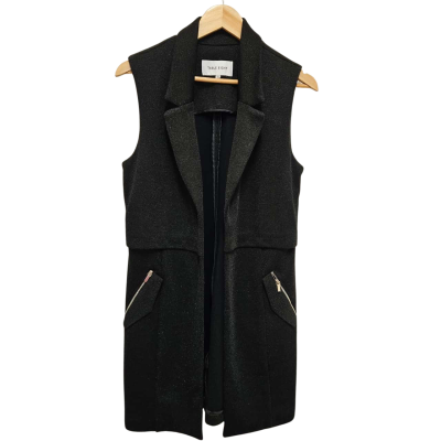 Table Eight Womens Open Jacket Size 10 Black  / Silver 