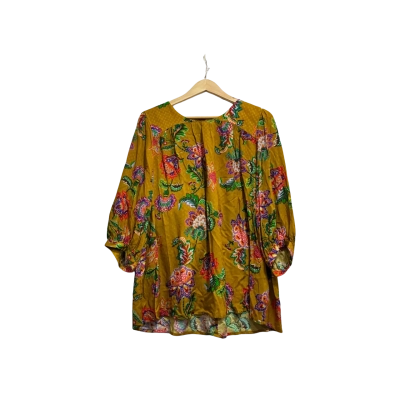 Virtuelle, Womens, Size 16, natural Jacobean floral top, Bahia cabana print