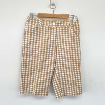 R.M. Williams Beige White Checked Shorts Size 8