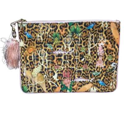Camilla Womens Clutch Animal print with Crystals