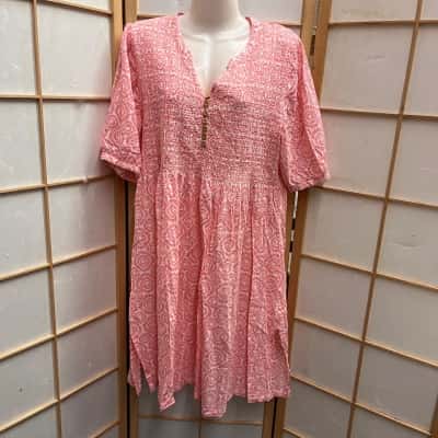  Womens  Size XL Babydoll by Dress / Midi Dress Pink  / White  - Journey
