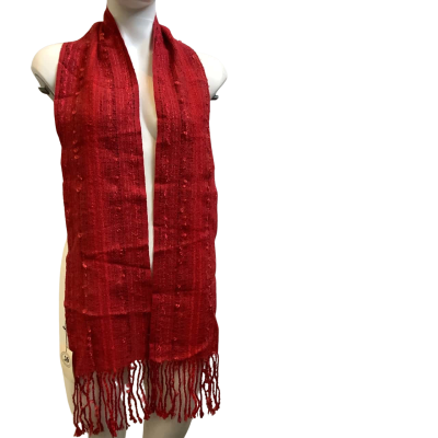 Bev Dargin Handwoven Womens Wool Blend Scarf Vivid Red