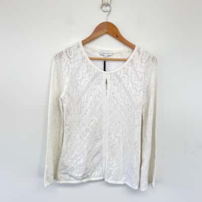 Table Eight White Carolyn Long Sleeve Knit Jumper  Size S 